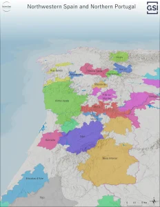 3D Map of Northwest Iberia, including Northern Portuguese and Galician wine regions.