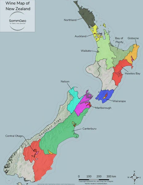 Wine map of New Zealand showing North and South Island wine regions