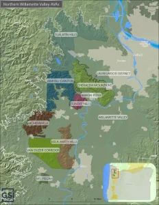 Northern Willamette Nested AVAs Wine Map