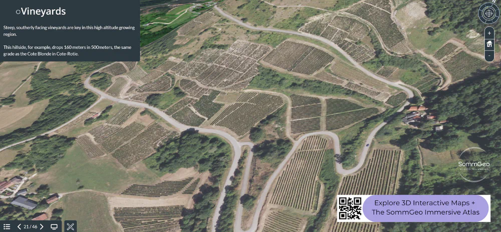 3D Tour of Savoie showing steep alpine vineyard slopes