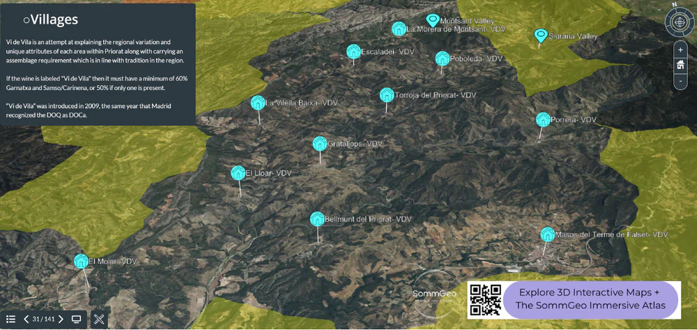 3D Tour of Priorat showing village classifications