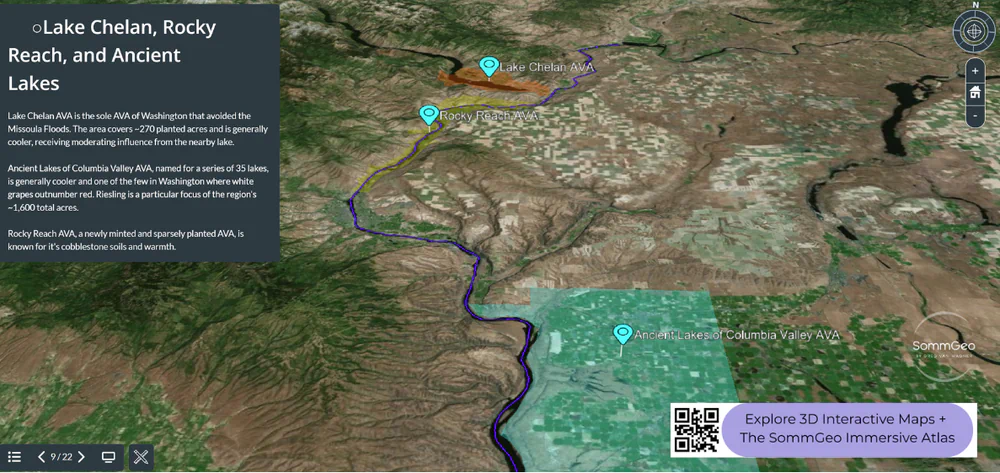3D Tour of Washington showing Lake Chelan, Rocky Reach, and Ancient Lakes AVAs